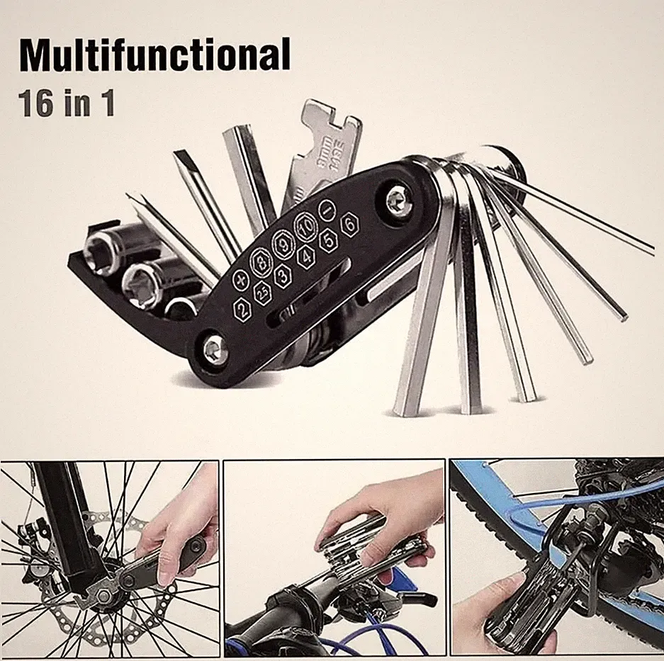 1pc 16-in-1 Bicycle Repair Tool Kit Hex Wrench Screwdriver - NEW