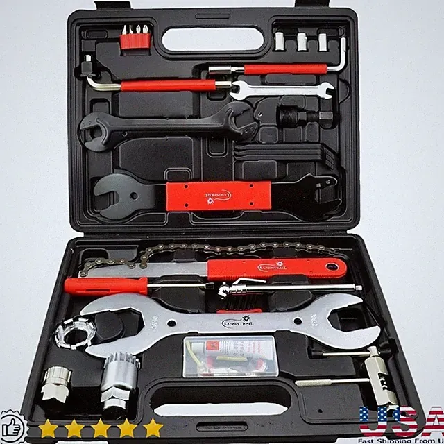 42 Piece Bicycle Repair Tool Kit W/ Durable Case Mountain Road BMX Bikes New