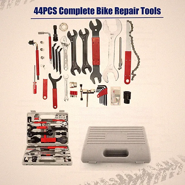44PCS Complete Bike Bicycle Repair Tool Kit Set Home Mountain Road Cycling Bikes
