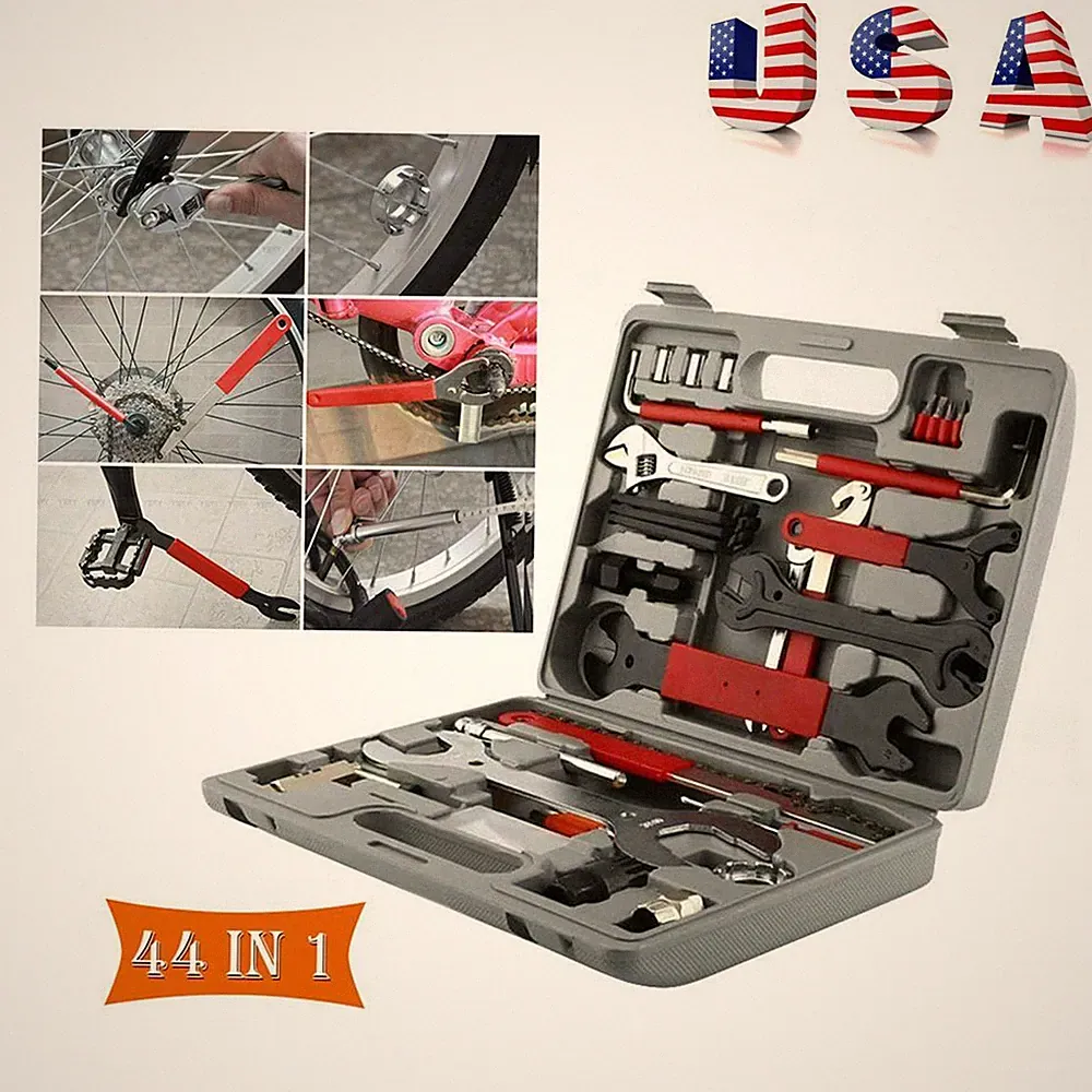 44PCS Complete Bike Bicycle Repair Tools Tool Kit Set Home Mechanic Cycling New