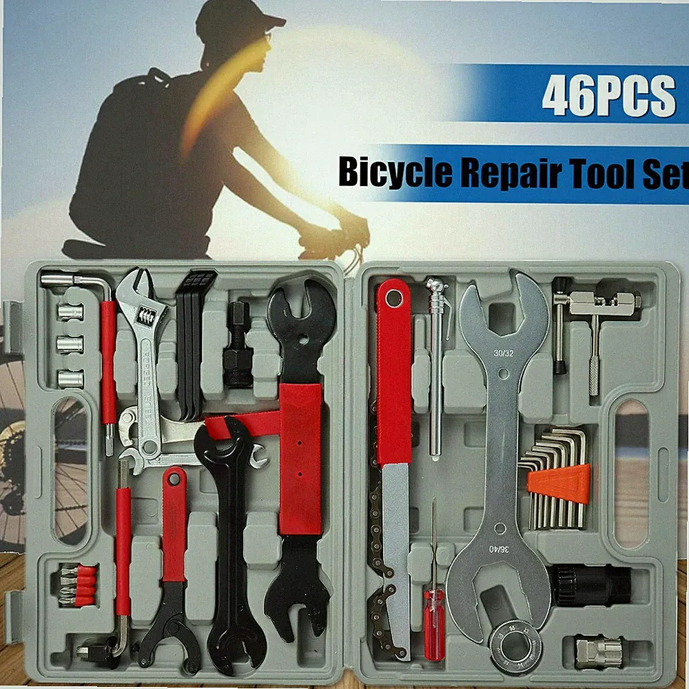 44Pcs Multi-Function Bicycle Bmx Bike Repair Tool Kit Set Home Mechanic Tools