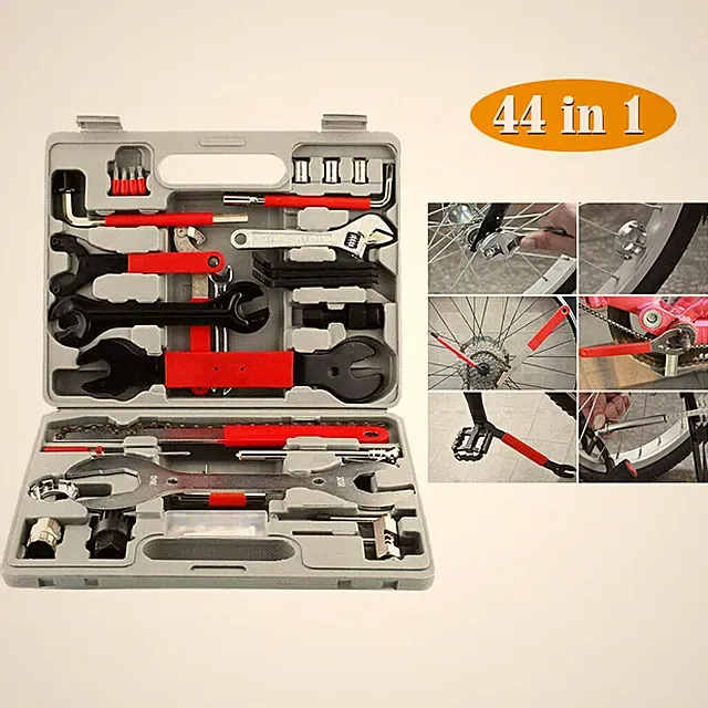 44pcs Professional Complete Bike Repair Tools Tool Kit Set Home Mechanic Cycling