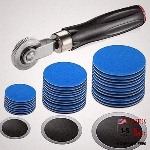 90-Piece Tire Patches 32mm/42mm/58mm with Roller, Tube Patch