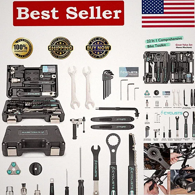All-in-One Bike Maintenance Kit: 22-Piece Tool Set in Compact Case for Cyclists
