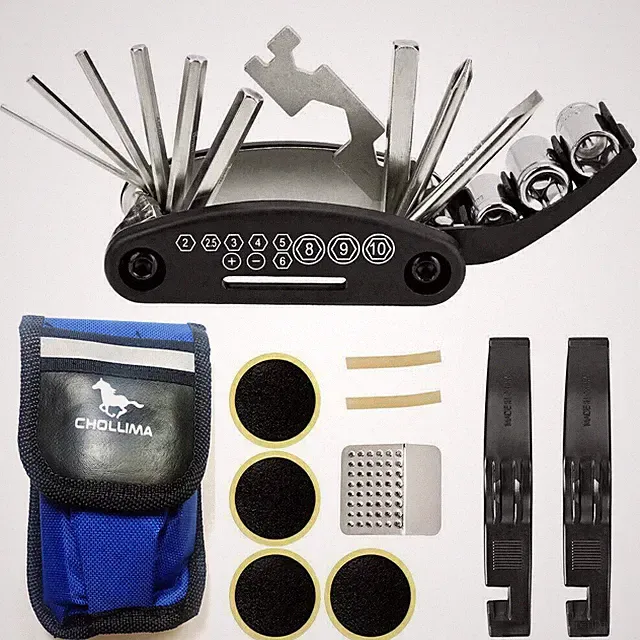 Bicycle Repair Tool Kit 16 in 1 Multifunction Bike Fix Tool w/ Portable Bag TK24