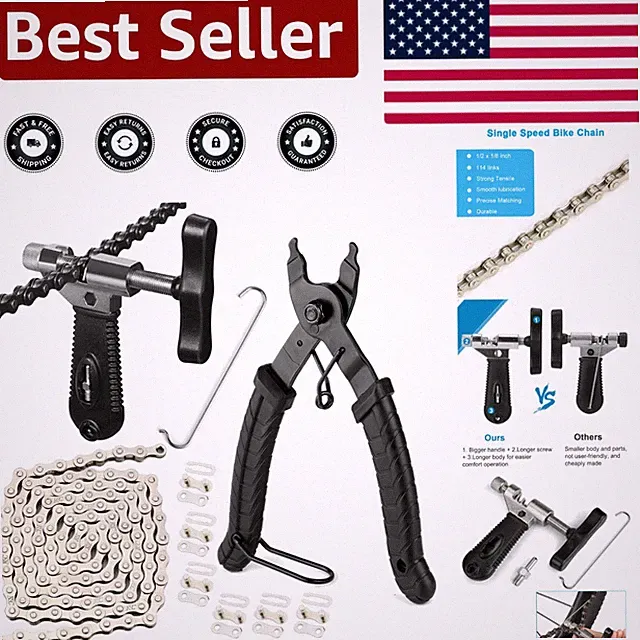 Bike Chain Repair Kit with Ergonomic Link Pliers & Single Speed Chain Included