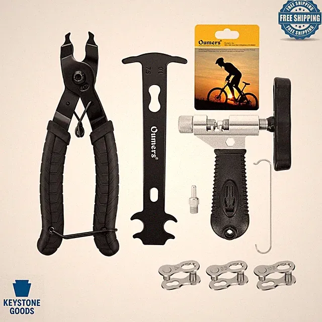 Bike Chain Repair Tools Set - Includes Chain Breaker, Pliers & Chain Checker