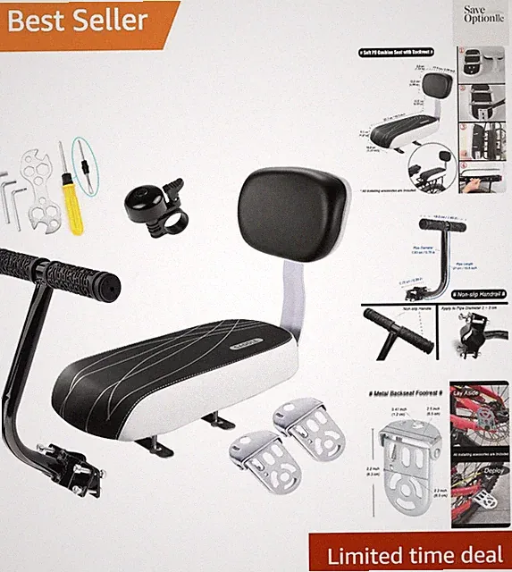 Bike Child Seat Kit, Included Bike Rear Seat Cushion with Safety Cycling Back...