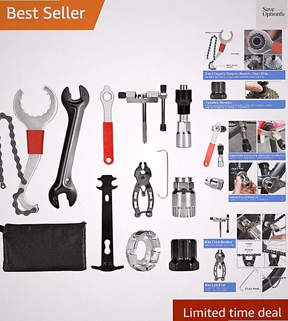 Bike Tool Kit, Professional Bike Repair Tools for Mountain Bike with 3-in-1 C...