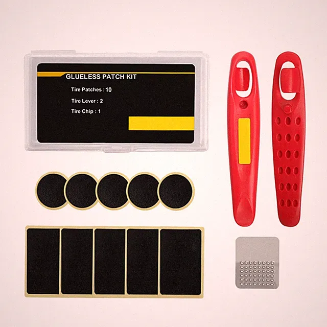 Bike Tube Repair Kit Includes Round Square Patches and Ergonomic Levers