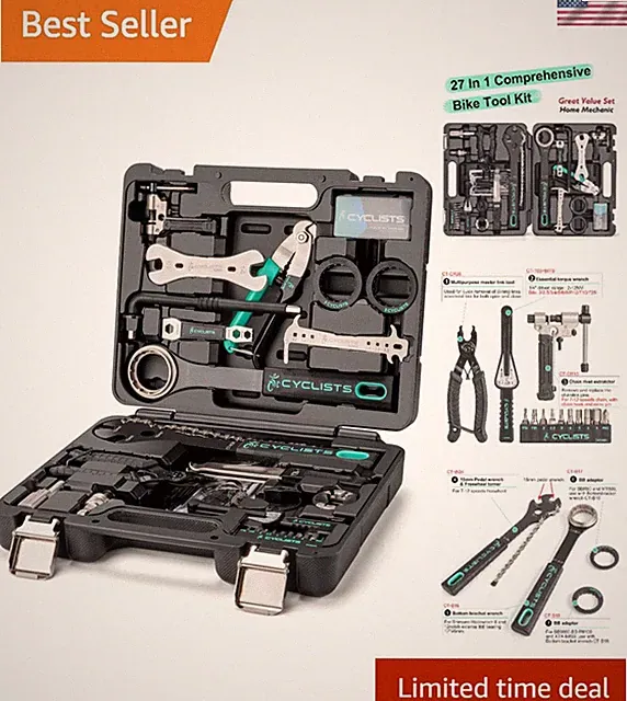 Complete 27-Piece Bicycle Repair Kit - Stainless Steel Tools with Storage Case