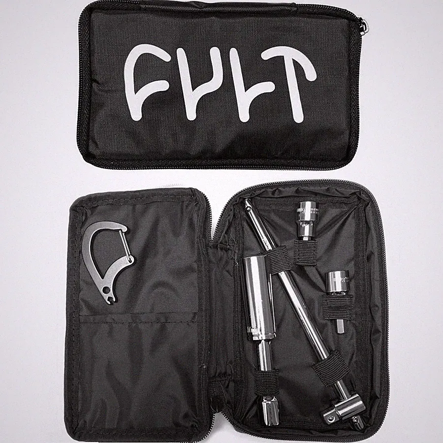 CULT BMX BIKE TOOL KIT 17mm WRENCH #8 & #6 ALLENS carabiner SPOKE TOOL Cult BAG