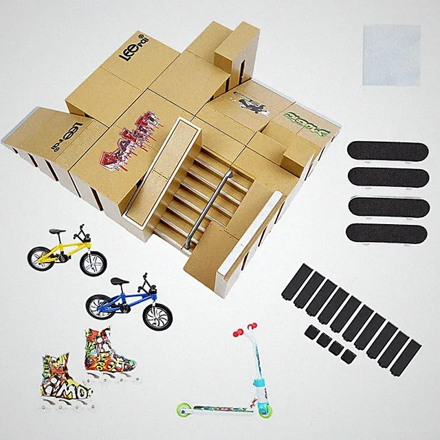 Finger Skateboard Park Kit: Ramps, Decks, Bikes, Skates, Scooters Parts
