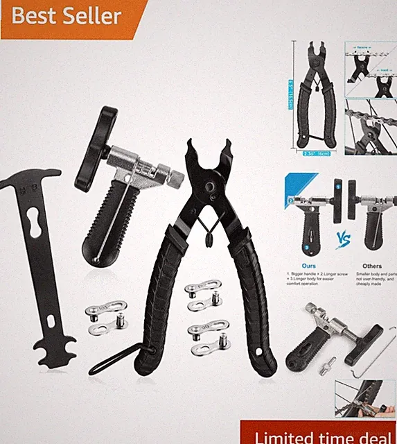 Lightweight Bicycle Chain Repair Kit: Breaker, Link Pliers & Checker Included