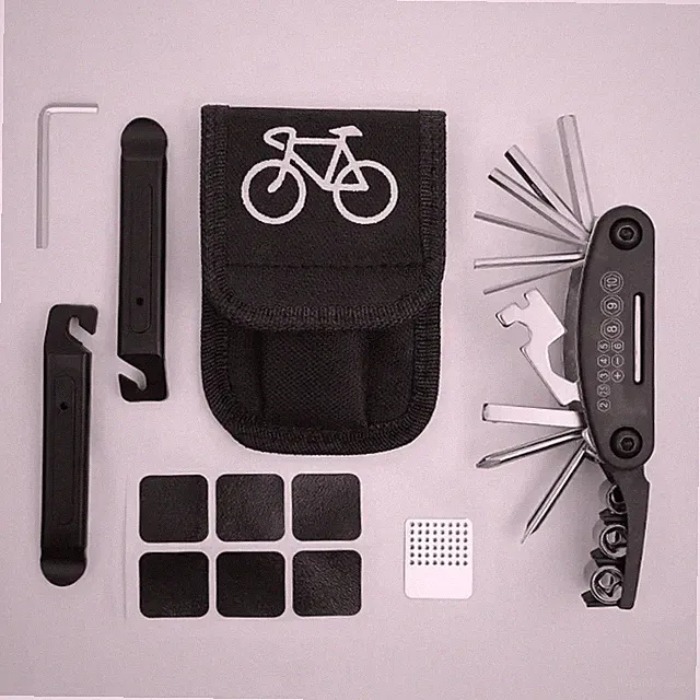 Portable Bike Repair Tool Kit Saddle Bag Pump Patch Wrench Set