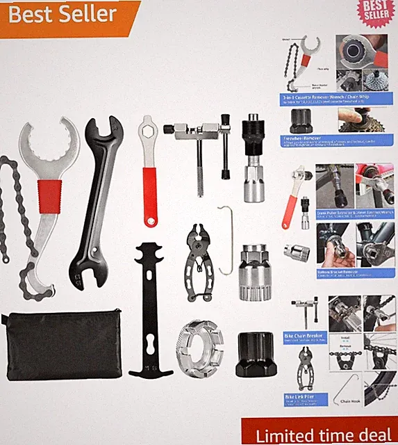 Professional 10-Piece Bike Tool Kit with 3-in-1 Cassette Remover - Carbon Steel