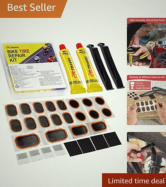 Ultimate Bike Patch Kit: 20 Durable Patches, Levers & Metal Rasps Included