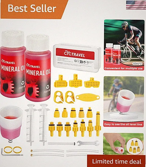 Versatile Mountain Bike Brake Bleed Kit - Includes Mineral Oil & Essential Tools